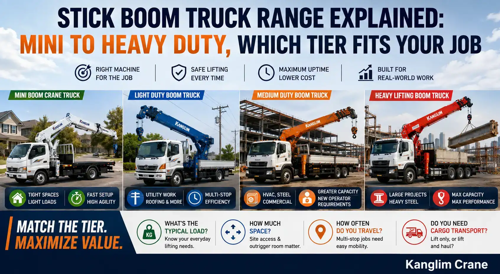 Stick Boom Truck Range Explained: Mini to Heavy Duty, Which Tier Fits Your Job